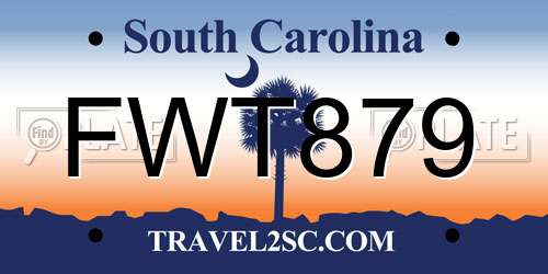 FWT879 South Carolina License Plate