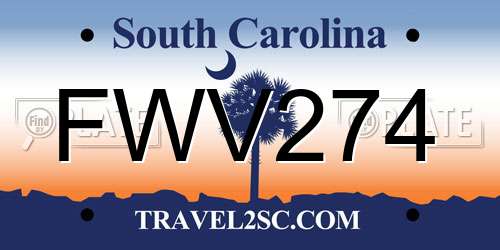 FWV274 South Carolina License Plate