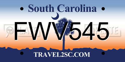 FWV545 South Carolina License Plate