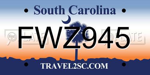 FWZ945 South Carolina License Plate