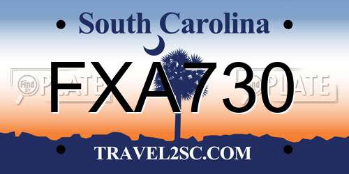 FXA730 South Carolina License Plate