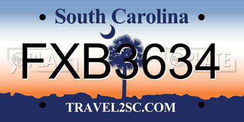 FXB3634 South Carolina License Plate