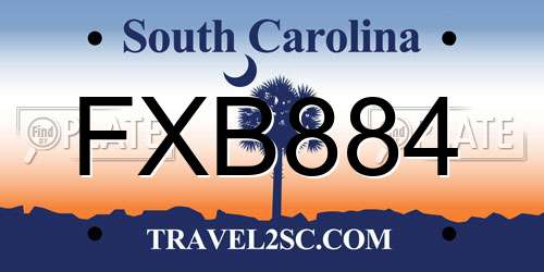 FXB884 South Carolina License Plate