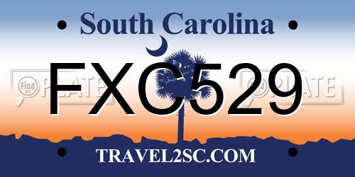 FXC529 South Carolina License Plate