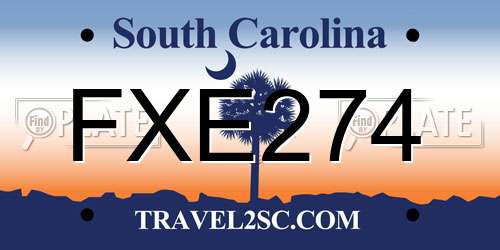 FXE274 South Carolina License Plate