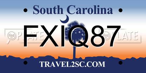 FXIQ87 South Carolina License Plate
