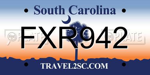 FXR942 South Carolina License Plate