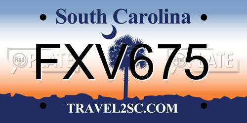 FXV675 South Carolina License Plate
