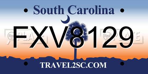 FXV8129 South Carolina License Plate