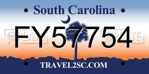 FY57754 South Carolina License Plate