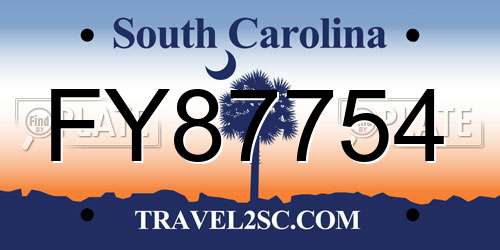 FY87754 South Carolina License Plate