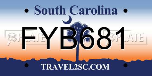 FYB681 South Carolina License Plate