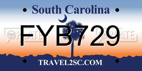 FYB729 South Carolina License Plate