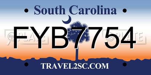 FYB7754 South Carolina License Plate