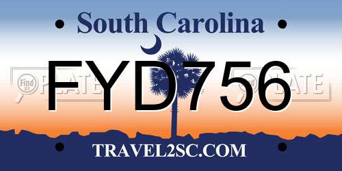 FYD756 South Carolina License Plate