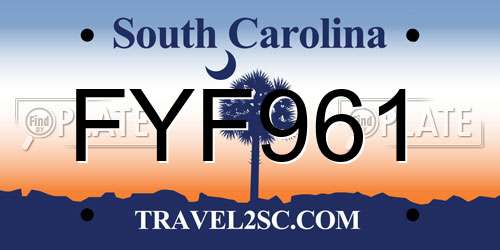FYF961 South Carolina License Plate