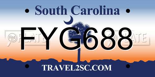 FYG688 South Carolina License Plate
