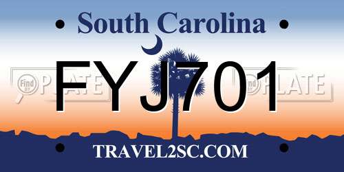 FYJ701 South Carolina License Plate