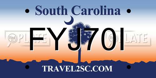 FYJ70I South Carolina License Plate