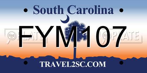 FYM107 South Carolina License Plate