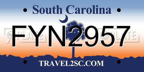 FYN2957 South Carolina License Plate