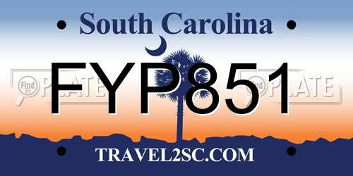 FYP851 South Carolina License Plate