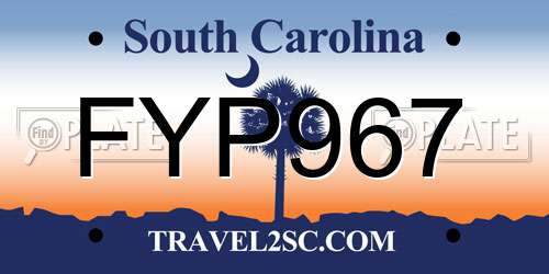 FYP967 South Carolina License Plate