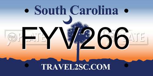FYV266 South Carolina License Plate