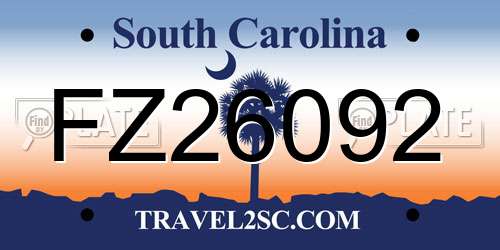 FZ26092 South Carolina License Plate