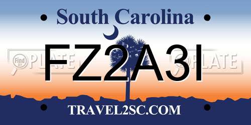 FZ2A3I South Carolina License Plate
