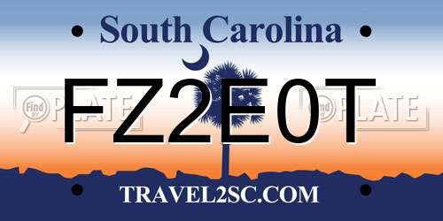 FZ2E0T South Carolina License Plate