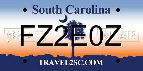 FZ2E0Z South Carolina License Plate