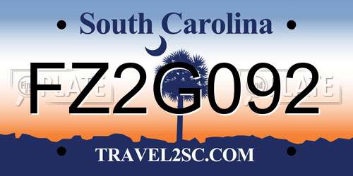 FZ2G092 South Carolina License Plate