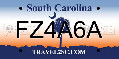FZ4A6A South Carolina License Plate