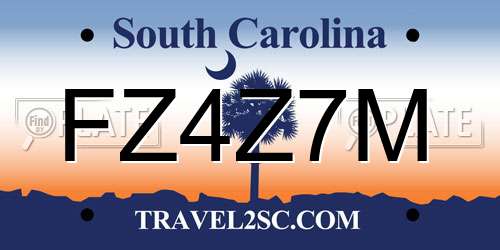 FZ4Z7M South Carolina License Plate