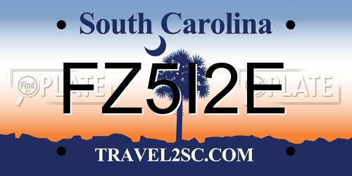 FZ5I2E South Carolina License Plate