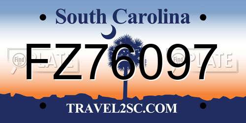 FZ76097 South Carolina License Plate