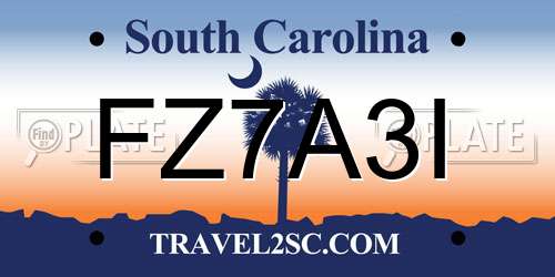 FZ7A3I South Carolina License Plate