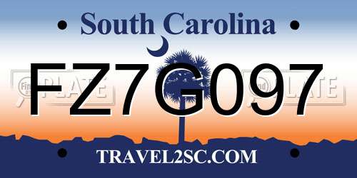 FZ7G097 South Carolina License Plate