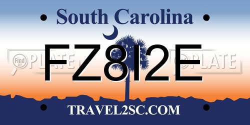 FZ8I2E South Carolina License Plate