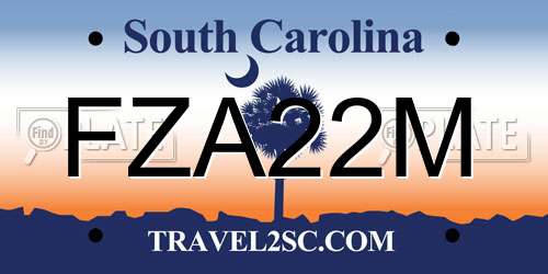 FZA22M South Carolina License Plate