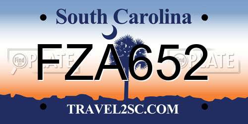 FZA652 South Carolina License Plate