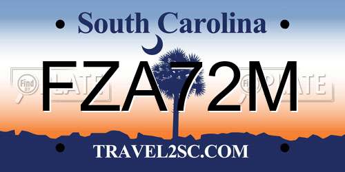FZA72M South Carolina License Plate