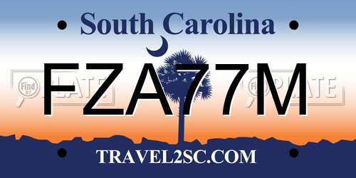 FZA77M South Carolina License Plate
