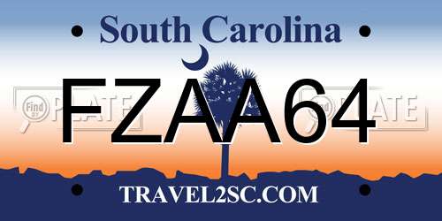 FZAA64 South Carolina License Plate