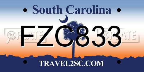 FZC833 South Carolina License Plate