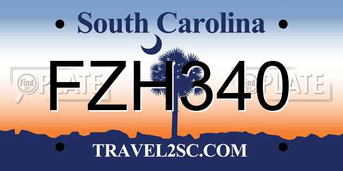 FZH340 South Carolina License Plate