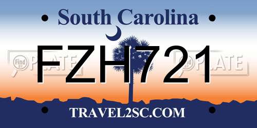 FZH721 South Carolina License Plate