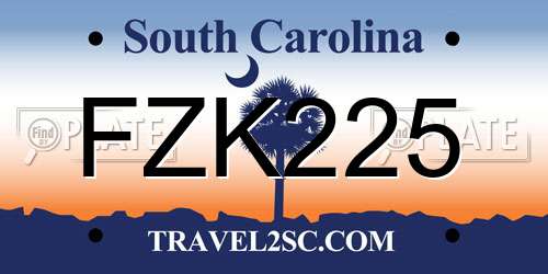 FZK225 South Carolina License Plate