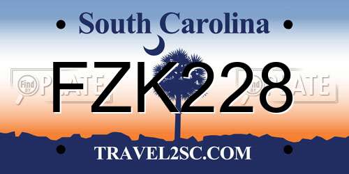 FZK228 South Carolina License Plate